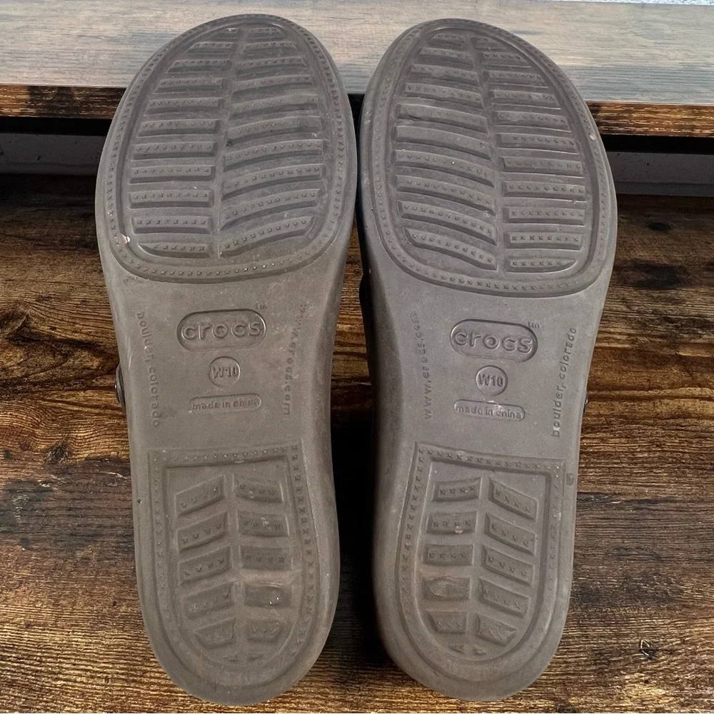 Crocs Patricia Wedge Sandals‎ Brown Rubber Slip On Casual women's 10